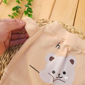 شلوار گوش دار پنبه خالص خرس hi کرم