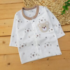 ست لباس 5 تکه پنبه خالص خرس پشمالو کرم آنجلا