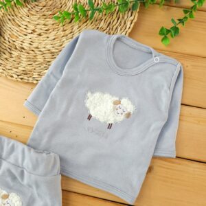 ست لباس 5تکه طرح بعبعی طوسی سفید برفی