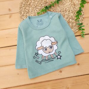 بلوز شلوار پنبه بیسکوییتی بعبعی سبز پانی