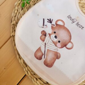 پیش بند مخمل چاپی خرس اسب چوبی کرم