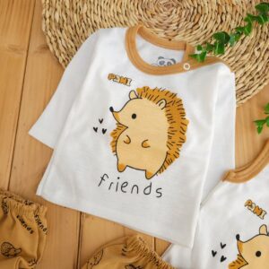 ست لباس 5 تکه جوجه تیغی کرم پانی