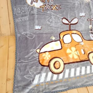 پتو گلبافت سایز بزرگ دولایه طرح ماشین طوسی